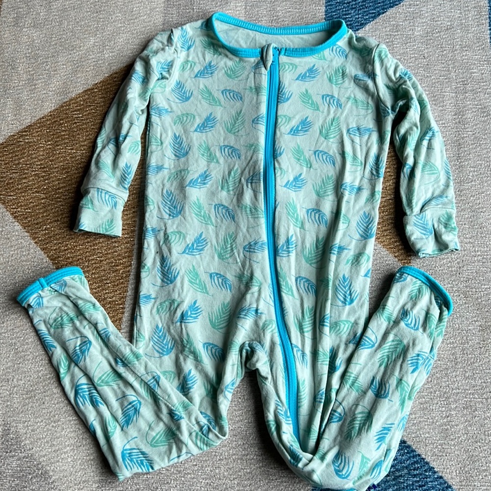 Kickee Pants 18-24 month palm leaf print zipper footless onesie